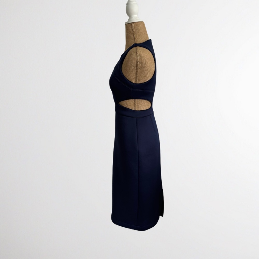 HUNTER BELL Blue Sheath Midi Dress with Halter Neckline for Cocktail - Picture 4 of 5